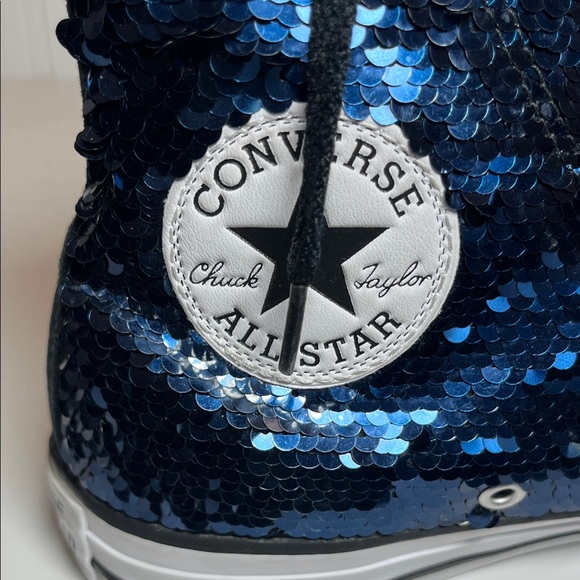 Converse Chuck Taylor All Star Women's Midnight Indigo Blue Sequin High-Tops - Picture 8 of 16